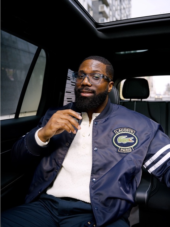Lacoste Navy Bomber Jacket with Crest Patch - Picture 2 of 2
